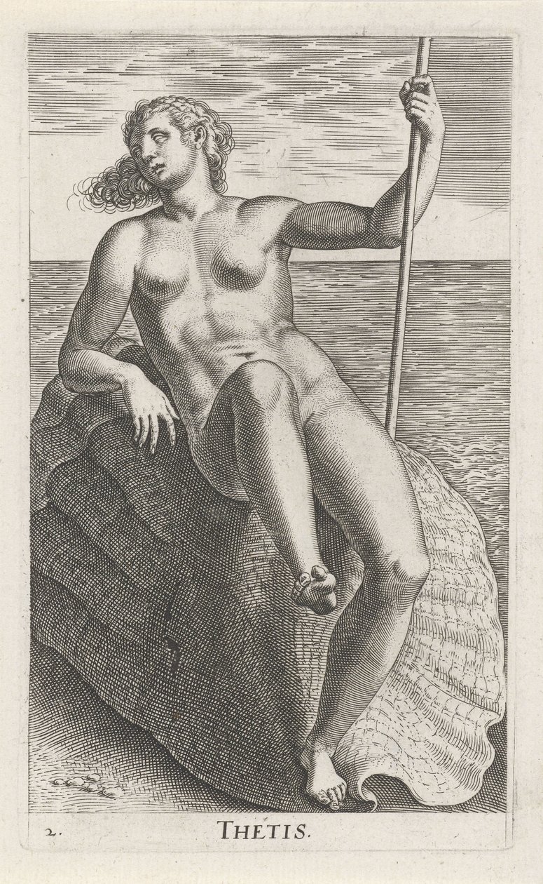 aguanimf tetis Thetis (título sobre el objeto) Stroom- en waternimfen (título de la serie) pezones oceanítidos y potamidum (título de la serie) de Philips Galle
