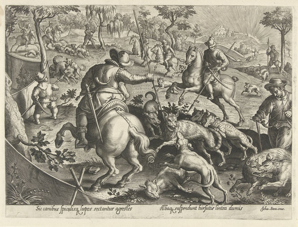 Wolvenjacht conoció la esperanza Jachttaferelen (título de la serie) En el que todo tipo de caza, caza de aves y pesca (título de la serie) de Philips Galle