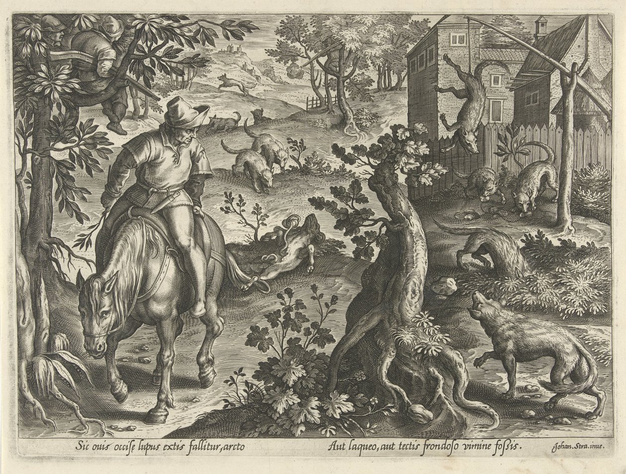 Wolvenjacht conoció a Vallen Jachttaferelen (título de la serie) En el que todo tipo de caza, caza de aves y pesca (título de la serie) de Philips Galle