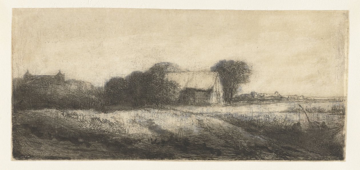 Paisaje con un pescador en un bote de Philips Koninck (attributed to)