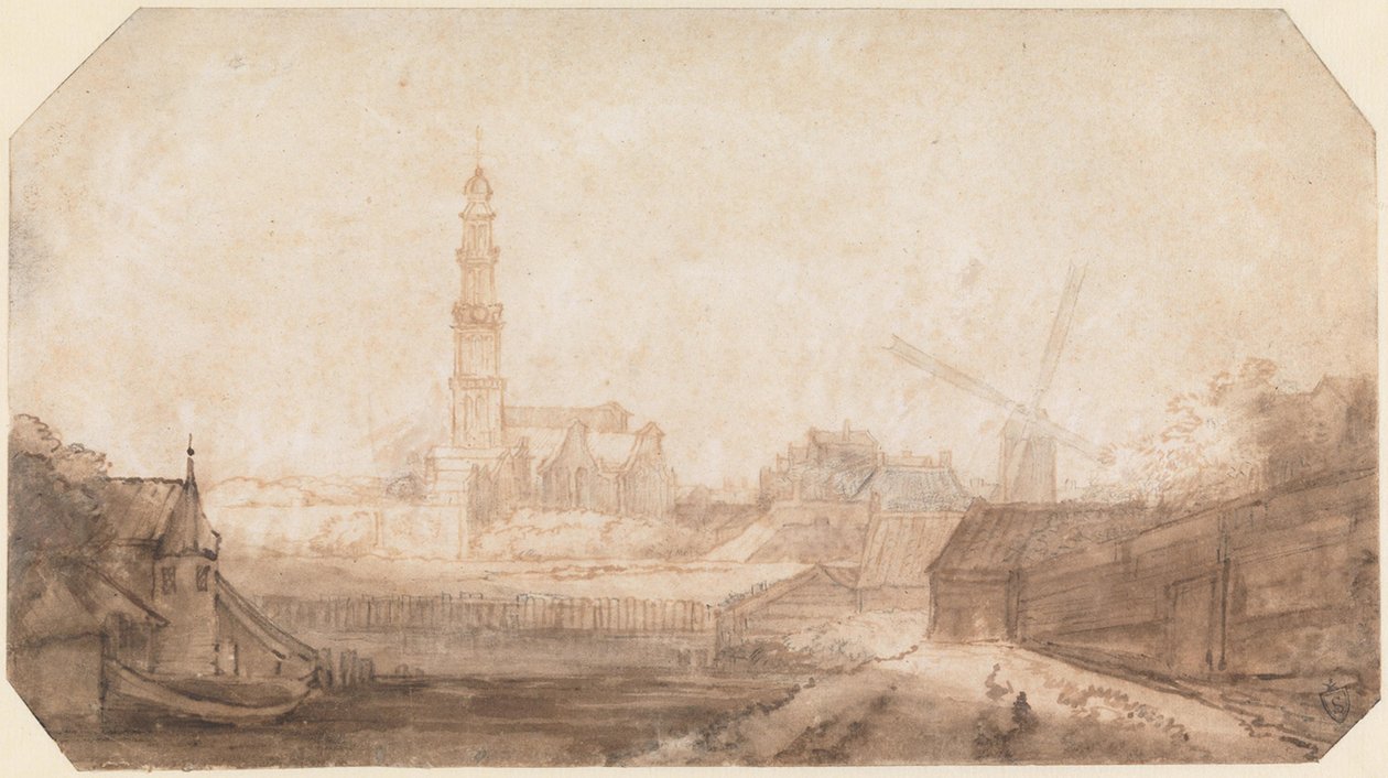 Vista de la Westerkerk y sus alrededores de Philips Koninck
