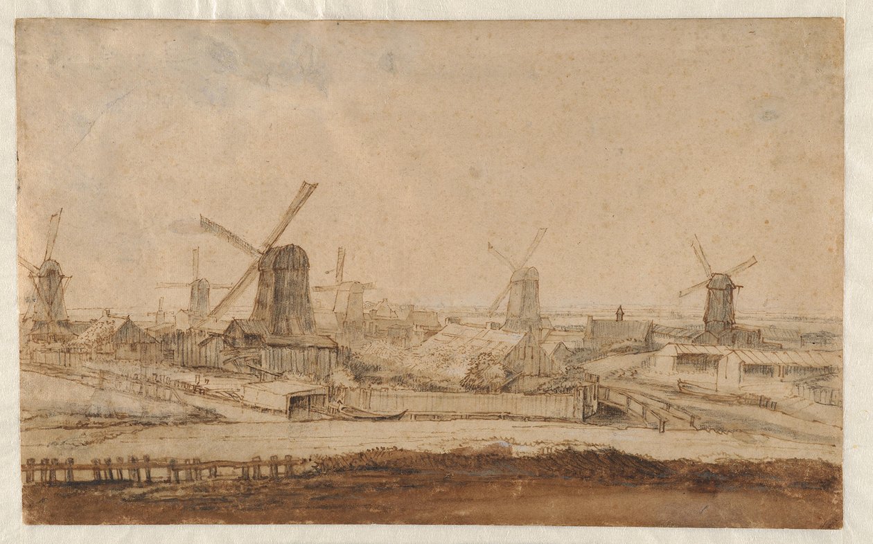 Aserraderos fuera de la Raampoort de Philips Koninck