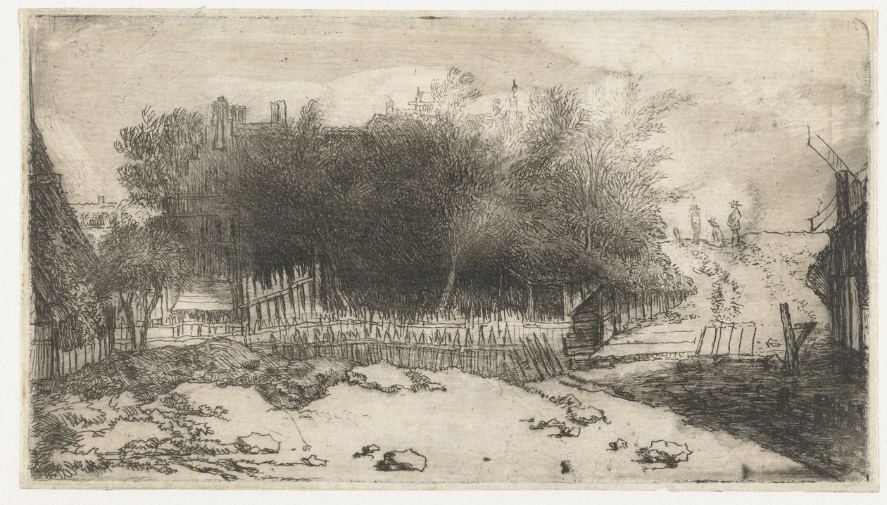 paisaje con una cerca blanca de Philips Koninck