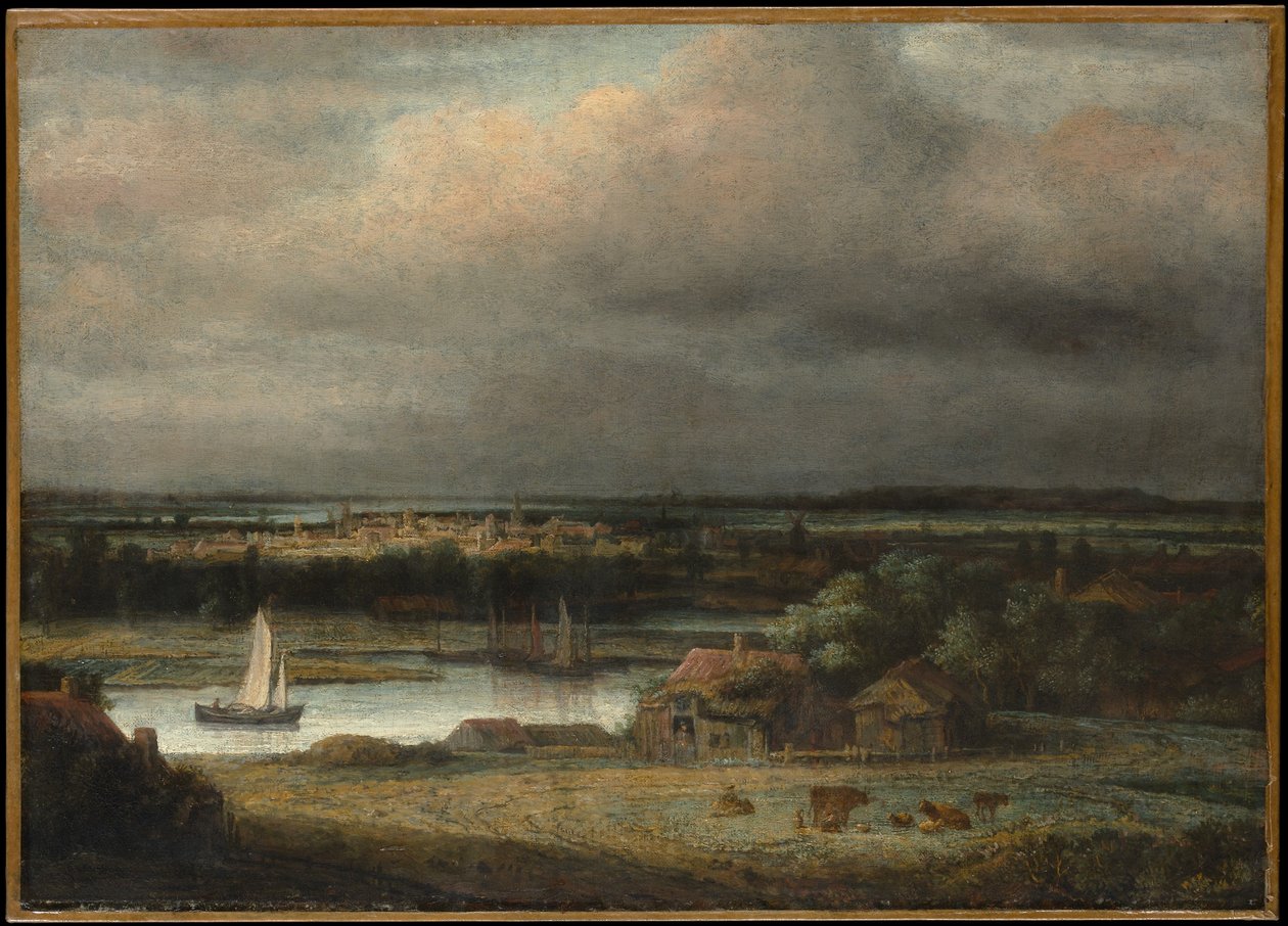 Paisaje fluvial de amplias vistas de Philips Koninck