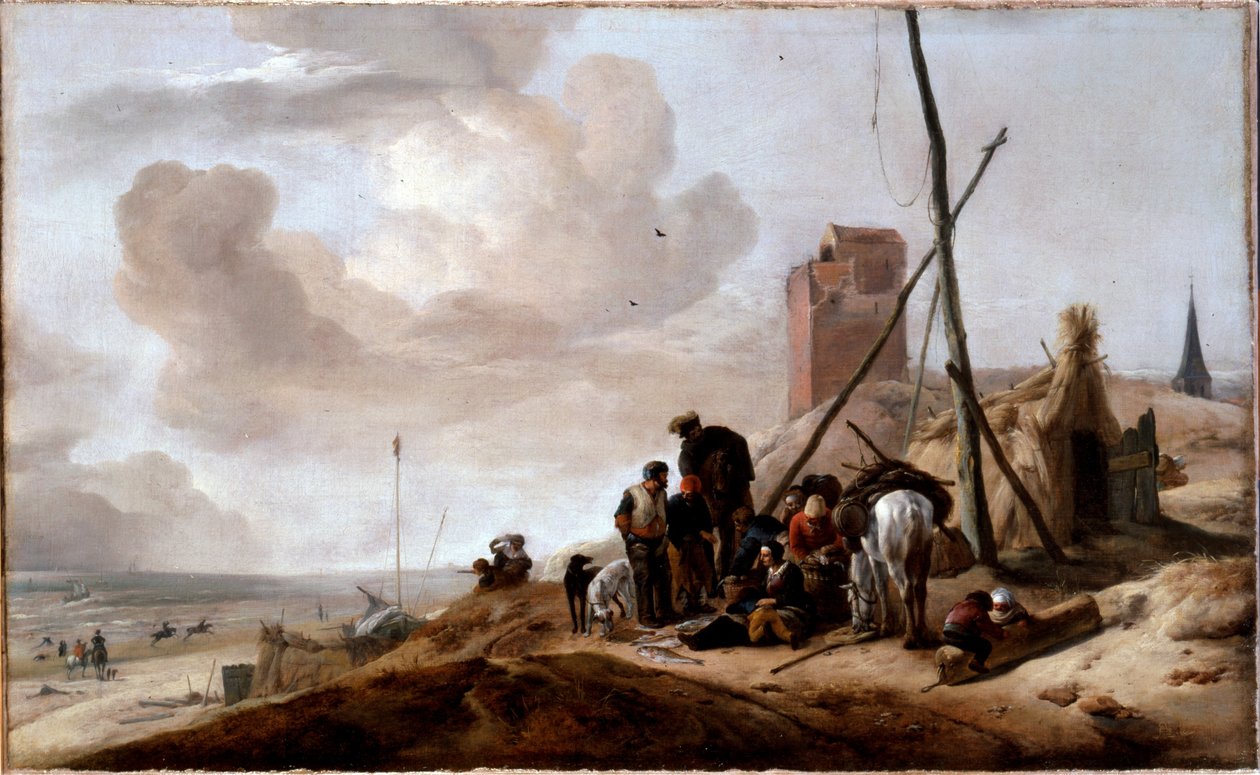 Una escena costera de Philips Wouwerman