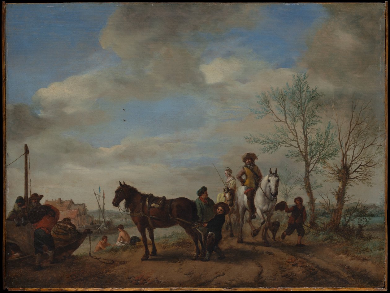 Un hombre y una mujer a caballo de Philips Wouwerman