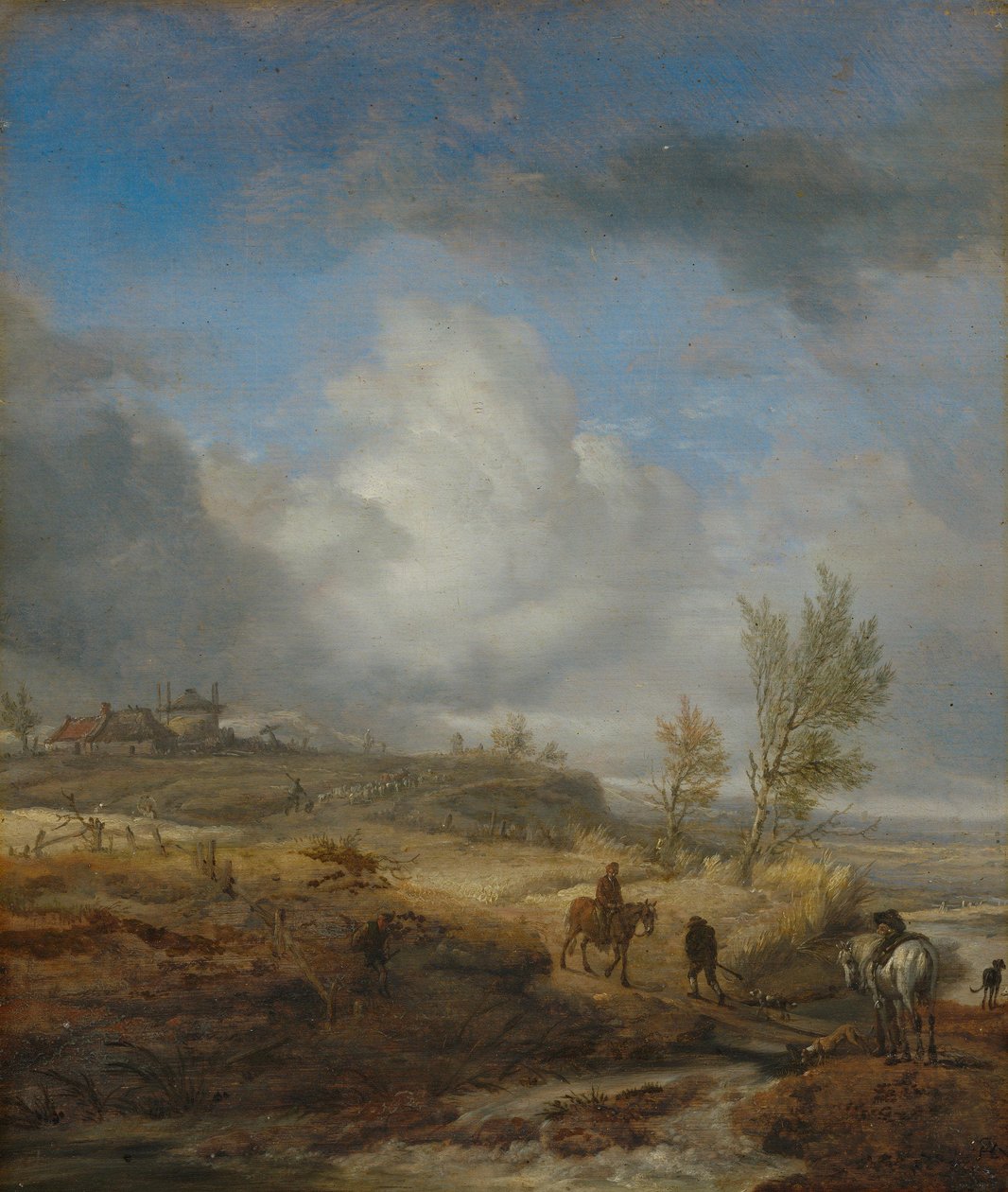 Paisaje de dunas nublado de Philips Wouwerman