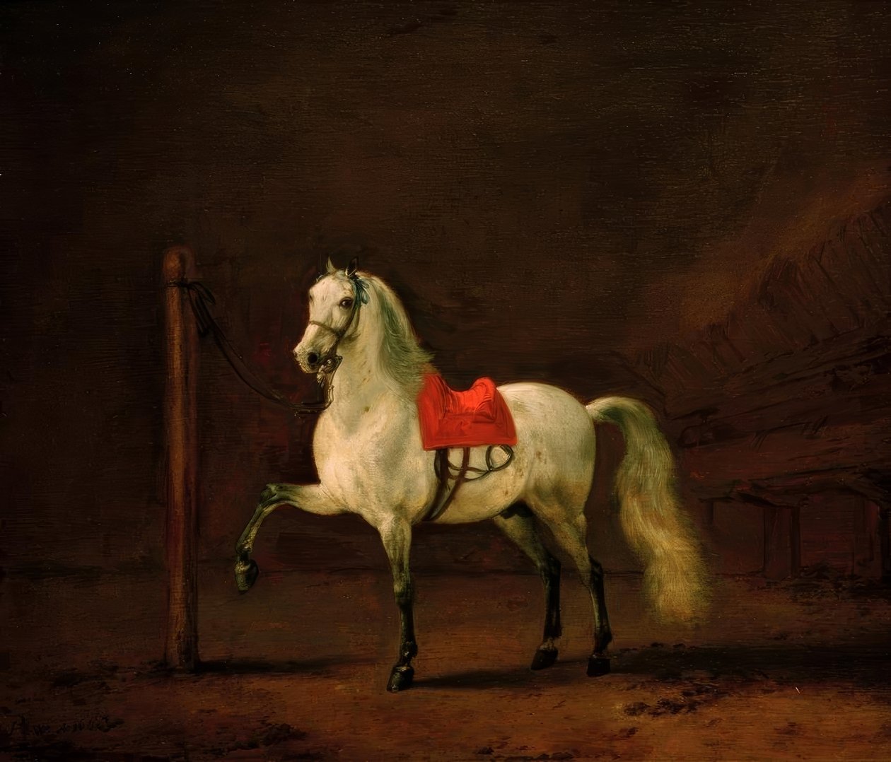 Un Caballo Blanco en el Establo de Philips Wouwerman