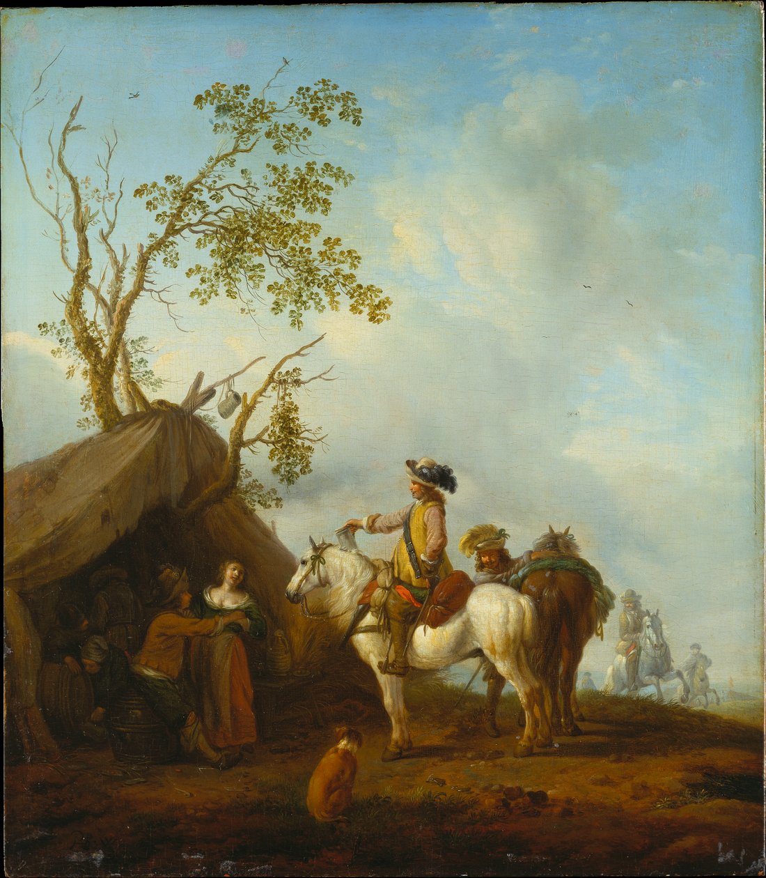 Jinetes ante la tienda de una vivandera de Philips Wouwerman