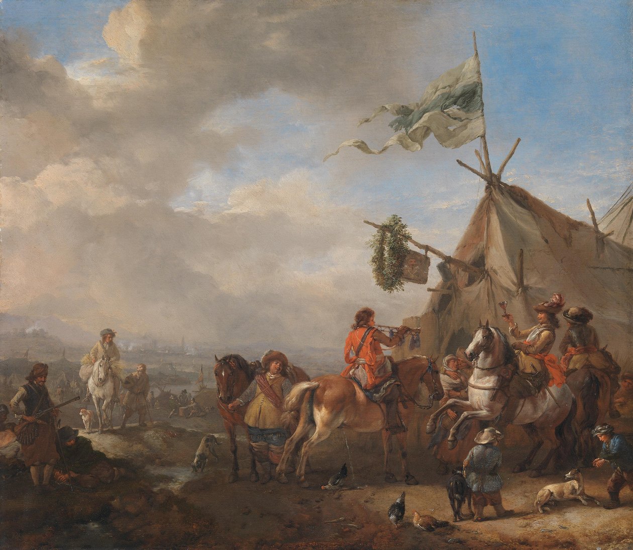 Caballería en el puesto de una cantinera de Philips Wouwerman