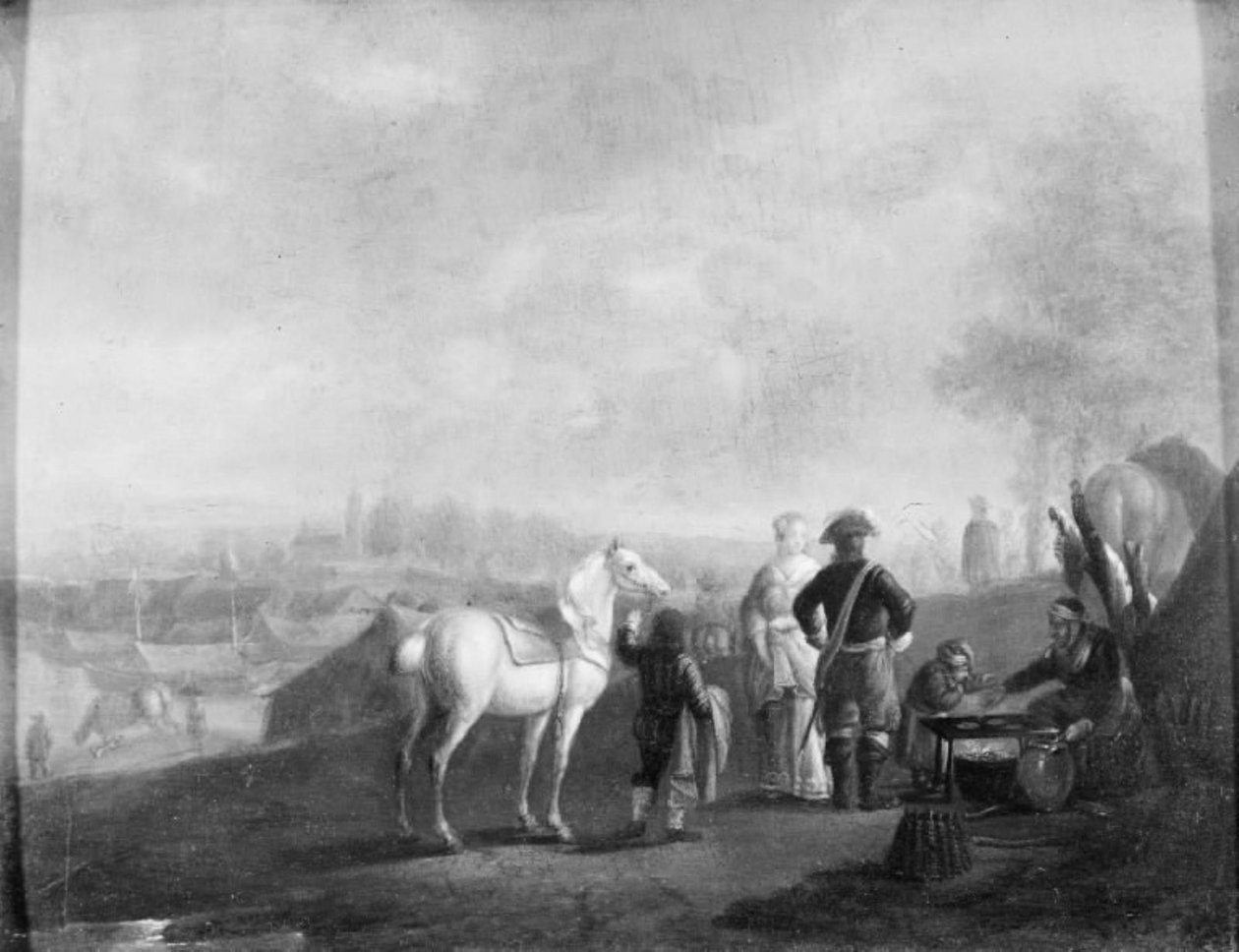 Dama y caballero conversando de Philips Wouwerman