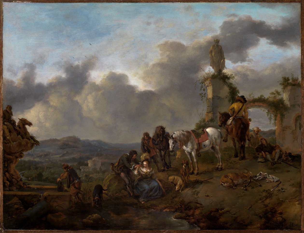 Grupo de caza descansando de Philips Wouwerman