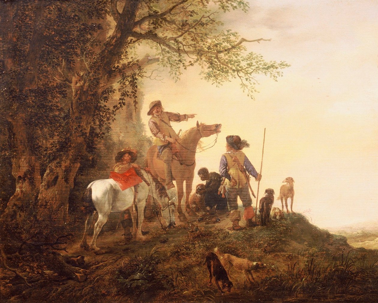 Cazadores descansando de Philips Wouwerman