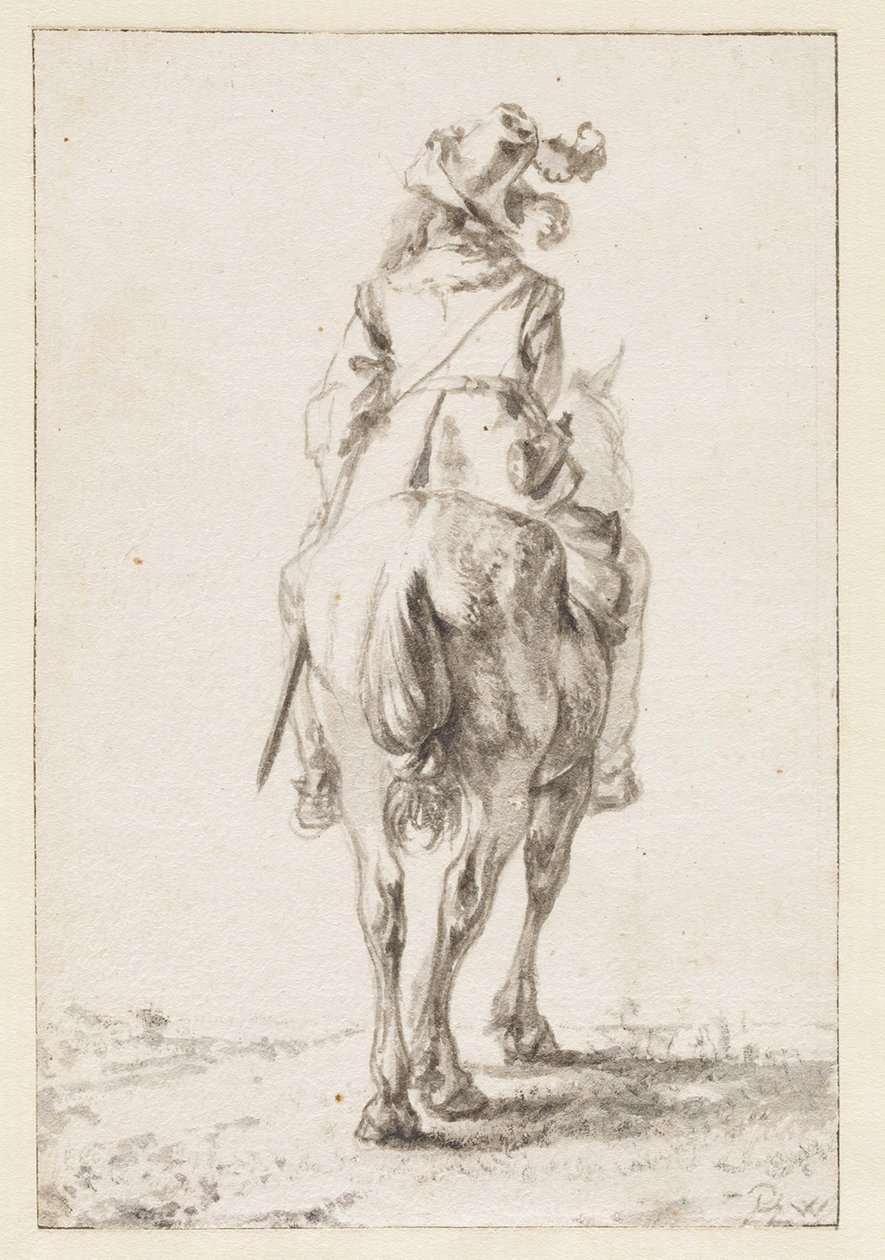 Jinete a caballo, visto de espaldas de Philips Wouwerman