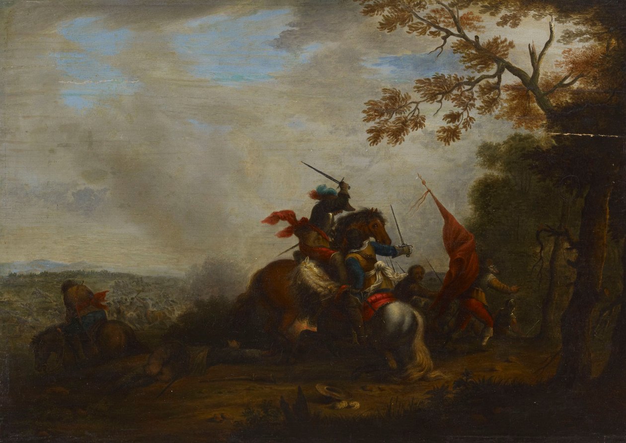 Escena de una batalla de caballería de Philips Wouwerman
