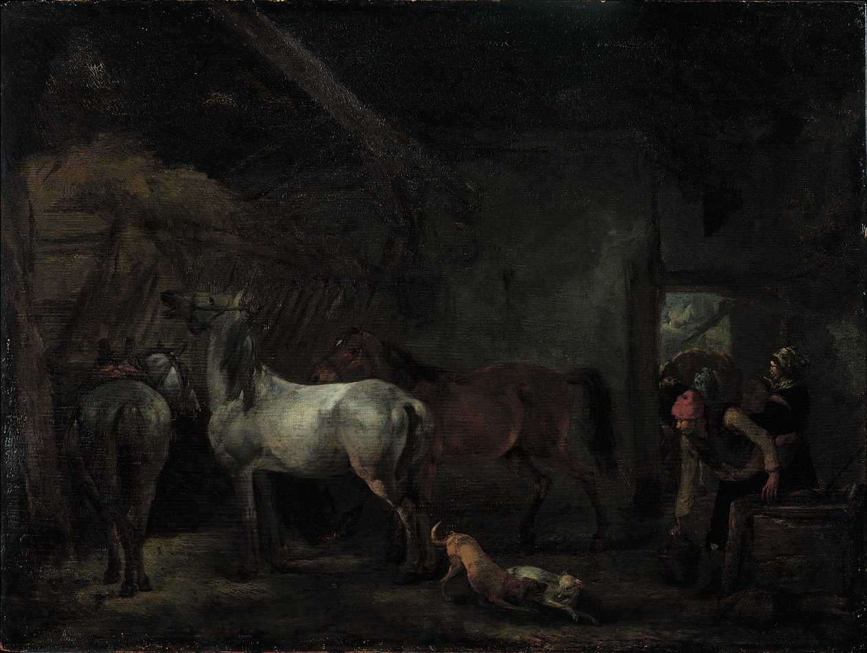 Cuartos de caballos para tres caballos de Philips Wouwerman
