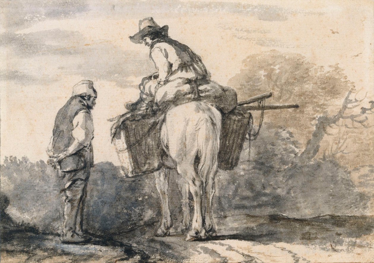 Dos viajeros conversando de Philips Wouwerman