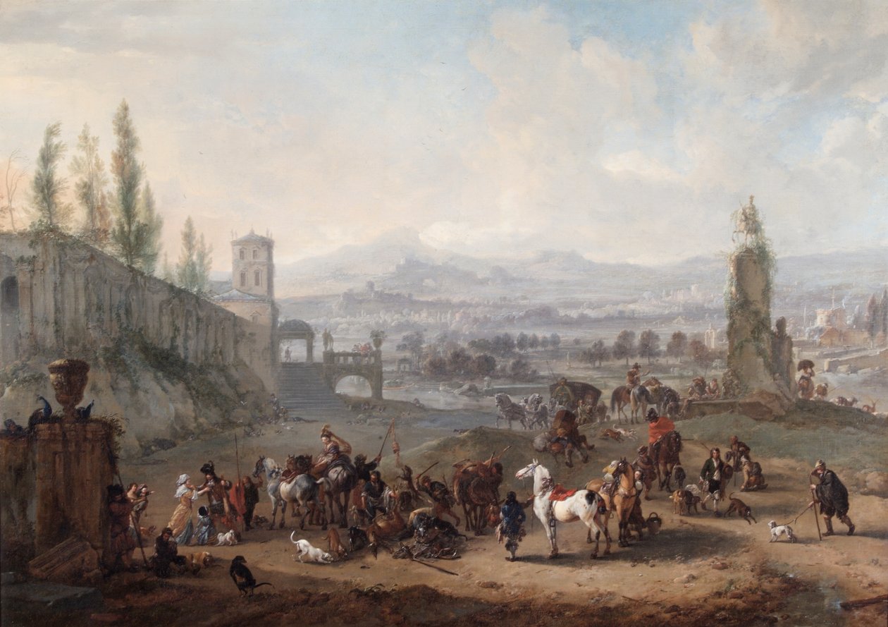 El regreso de la persecución, después de c.1650 (óleo sobre lienzo) de Philips Wouwermans or Wouwerman