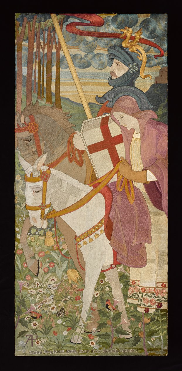 San Jorge, el caballero de la cruz roja cabalgando con Una, 1907 de Phoebe Anna Traquair