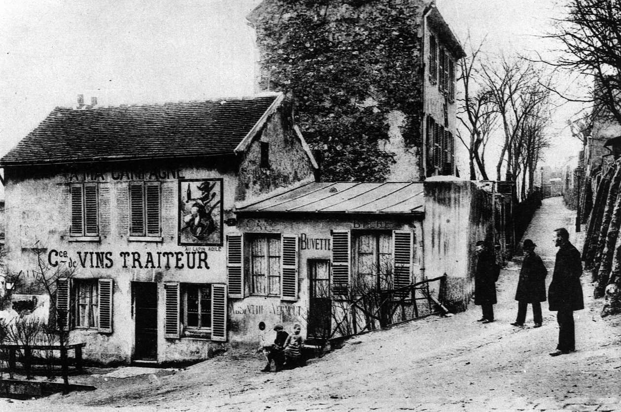 Cabaret des Assasins, le Cabaret du Lapin Agile, Rue des Saules (foto en b/n) de Photographer French