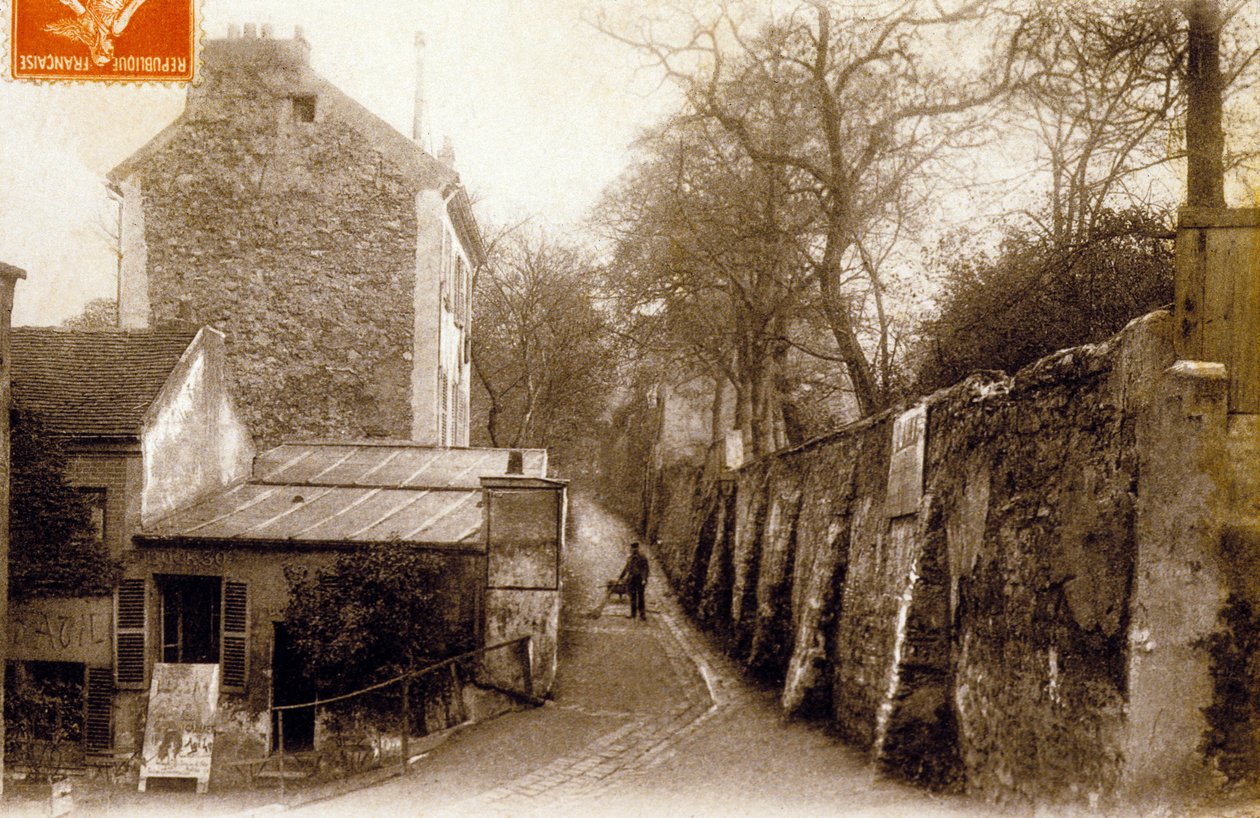 Calle San Vicente, Montmartre, París, hacia 1900 (fotografía en blanco y negro) de Photographer French