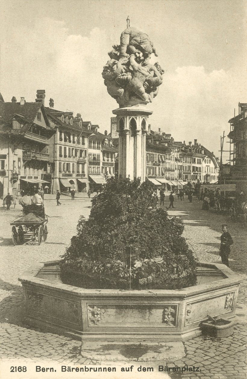 Berna, Suiza, Barenbrunnen Auf Dem Barenplatz (foto en blanco y negro) de Photographer Swiss