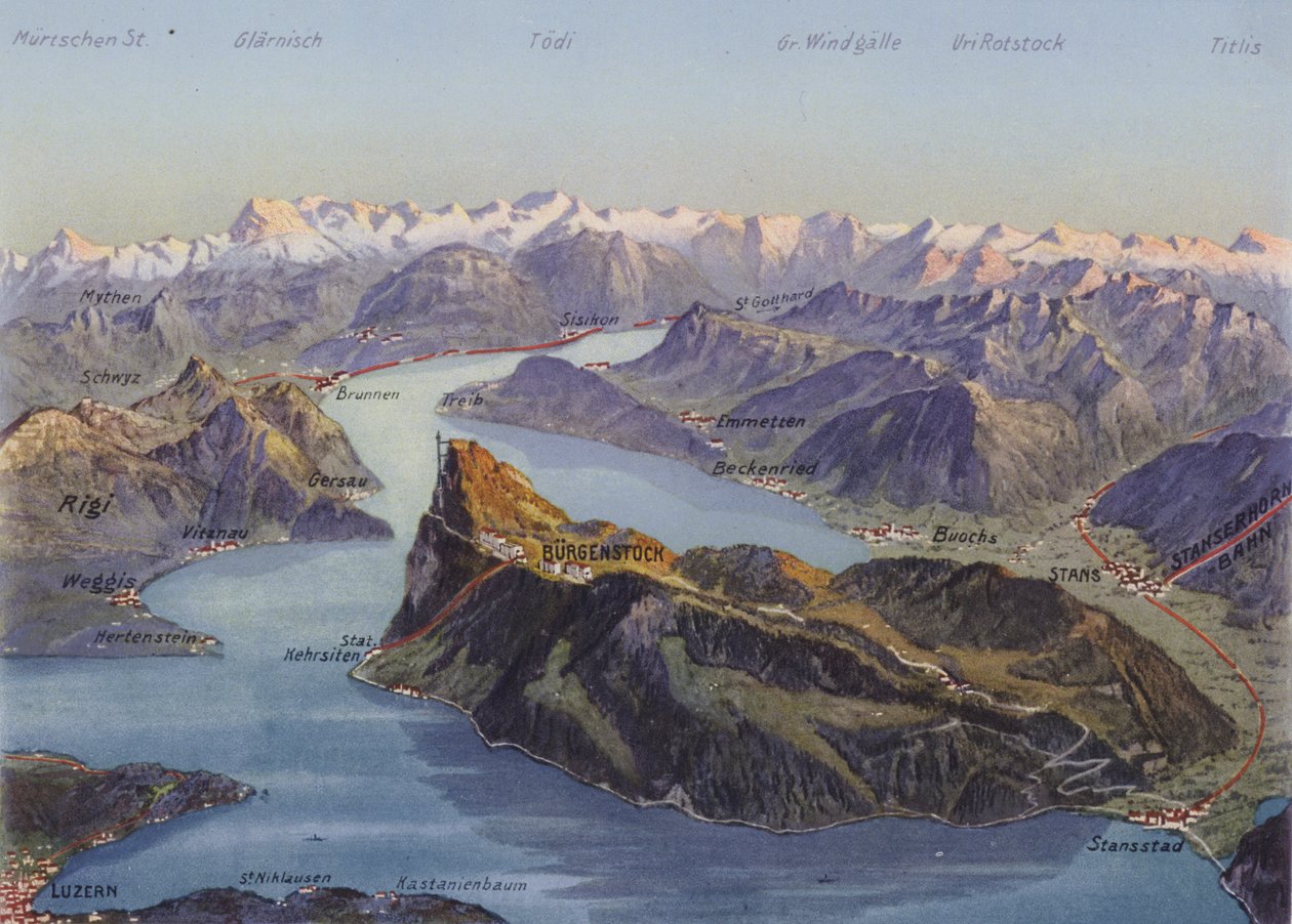 Burgenstock y el lago de Lucerna (foto en color) de Photographer Swiss