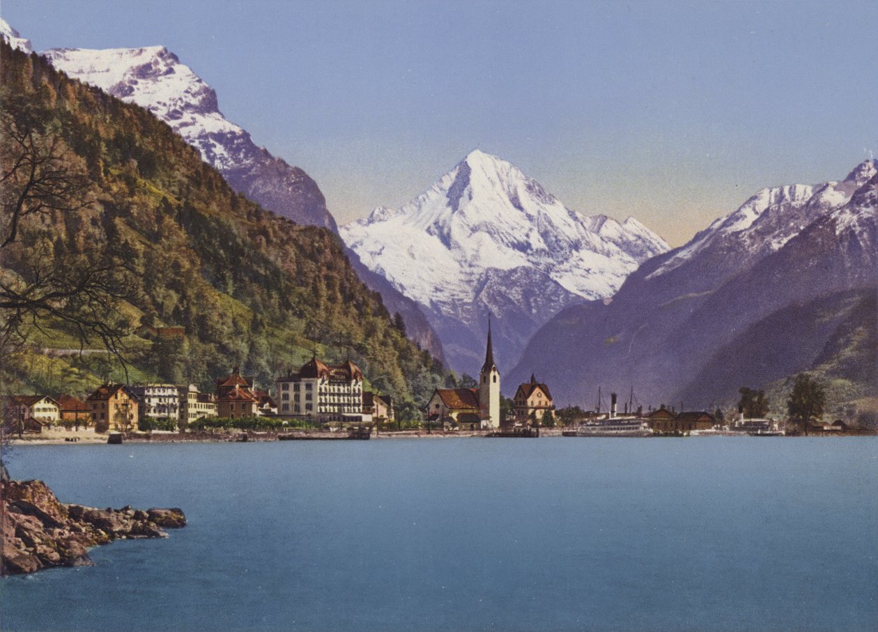 Fluelen y el Bristenstock 3074m (foto color) de Photographer Swiss