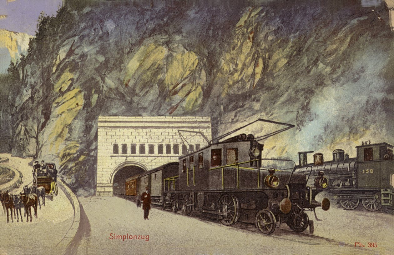 Tren a la entrada del túnel del Simplón (foto en color) de Photographer Swiss