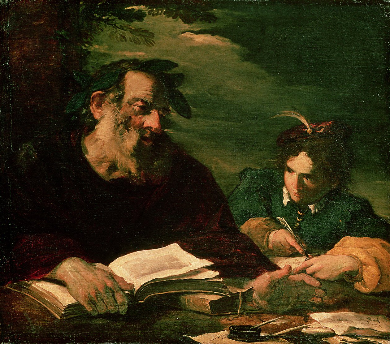 Homero dictando su poema de Pier Francesco Mola