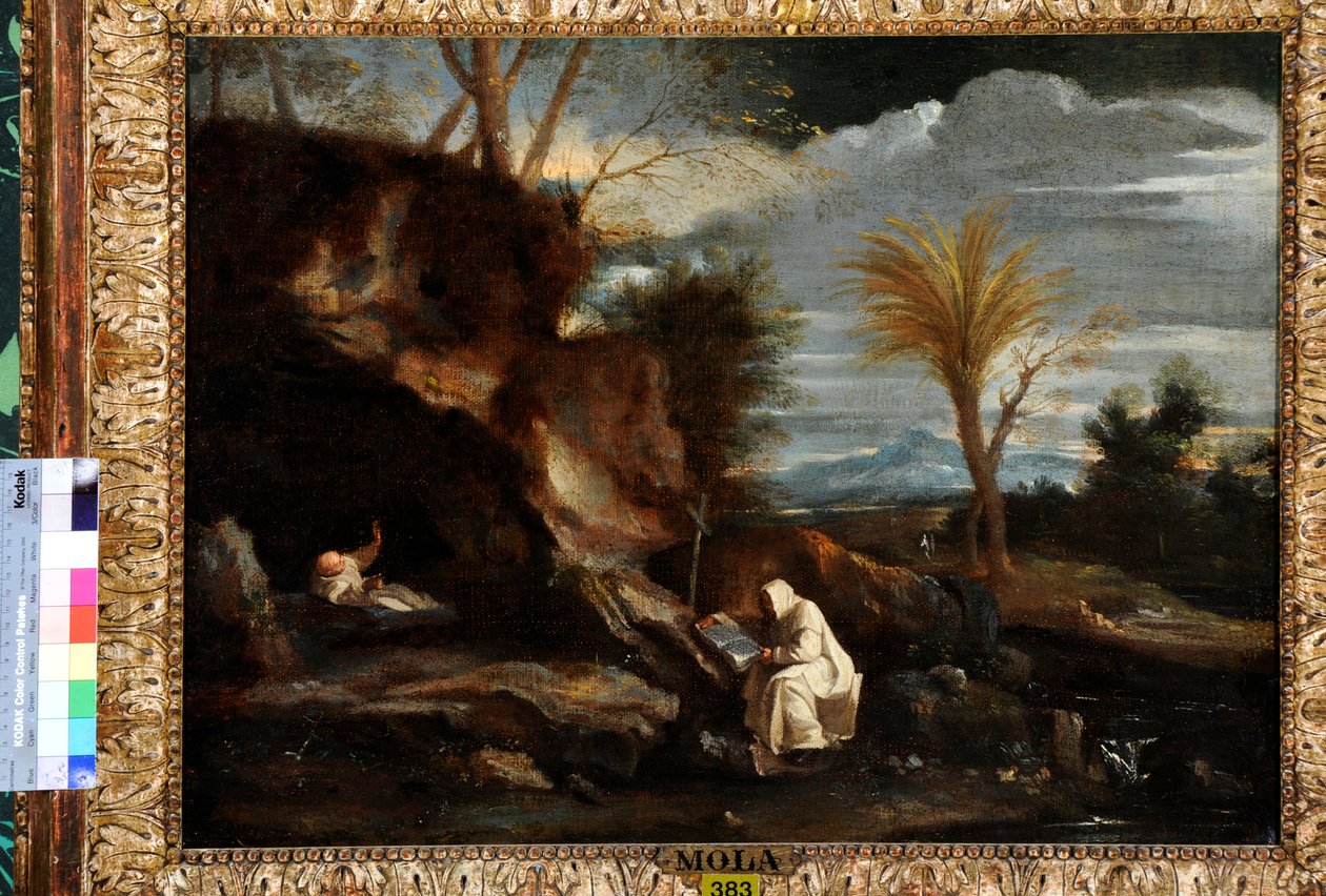 Paisaje con dos monjes cartujos de Pier Francesco Mola