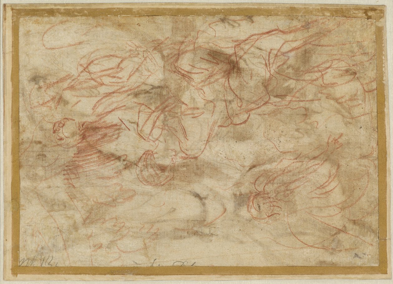 El ángel se aparece a Agar en el desierto, c.1660 (tiza roja sobre papel) de Pier Francesco Mola