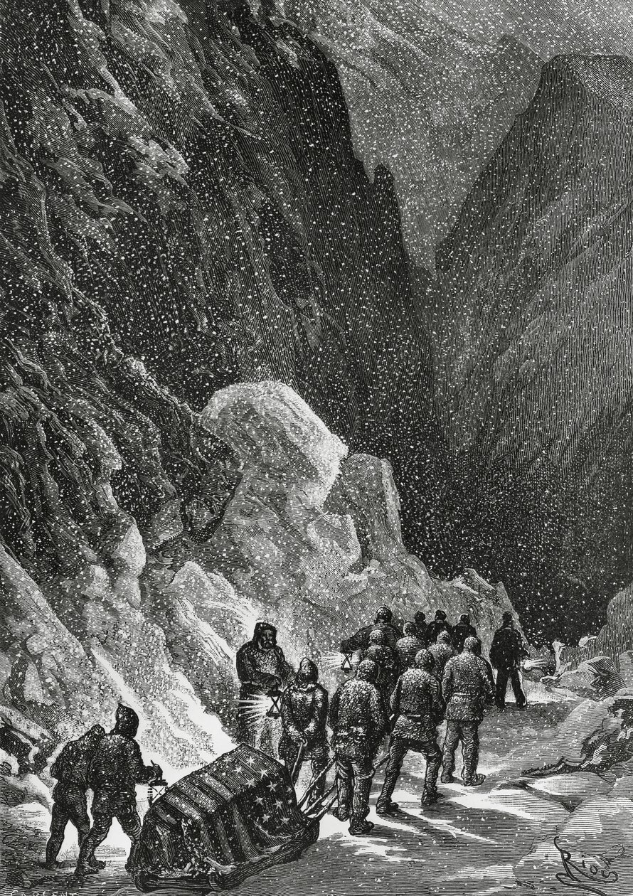 Entierro del Capitán Charles Francis Hall, explorador estadounidense, Groenlandia, noviembre de 1871, expedición Polaris de Blaise Nicolas Le Sueur