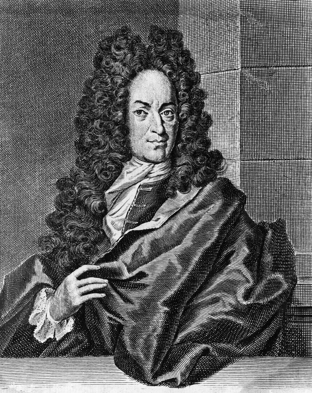 Retrato de Georg Ernst Stahl, médico y químico alemán, grabado de Opusculum chimico-physico-medicum de Blaise Nicolas Le Sueur