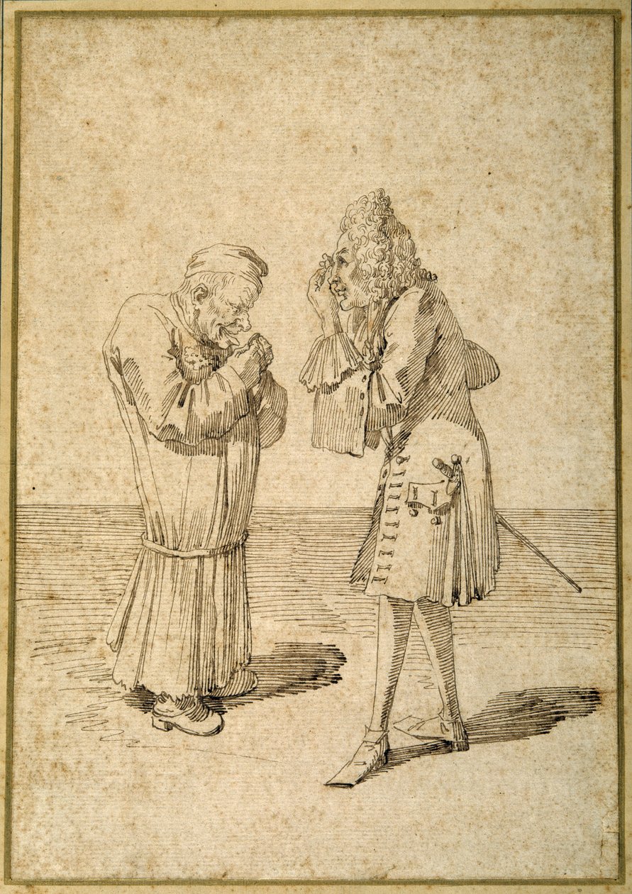 Barón Philip von Stosch mostrando una gema antigua a Sabbatini de Pier Leone Ghezzi