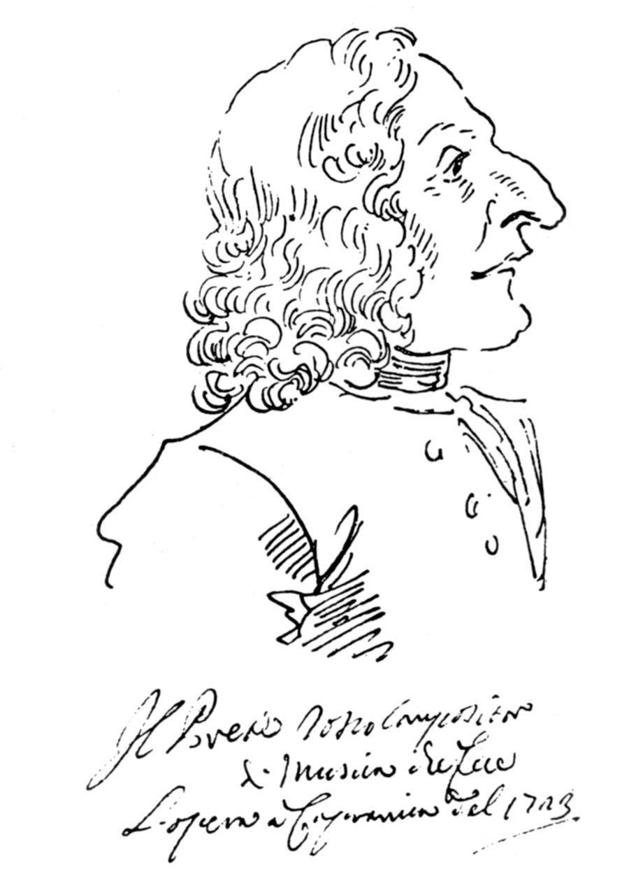 Caricatura del compositor Antonio Vivaldi, 1723 de Pier Leone Ghezzi