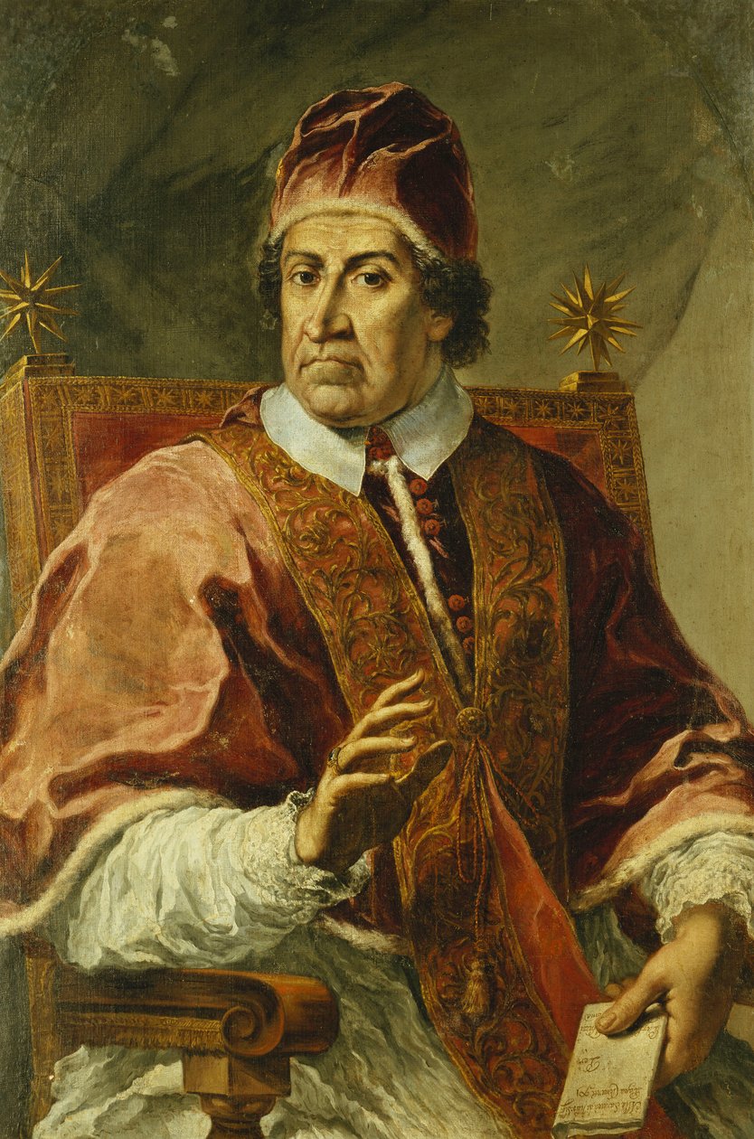 Retrato del Papa Clemente XI, Medio Cuerpo Sentado, con Vestiduras Papales, Sosteniendo una Carta de Pier Leone Ghezzi