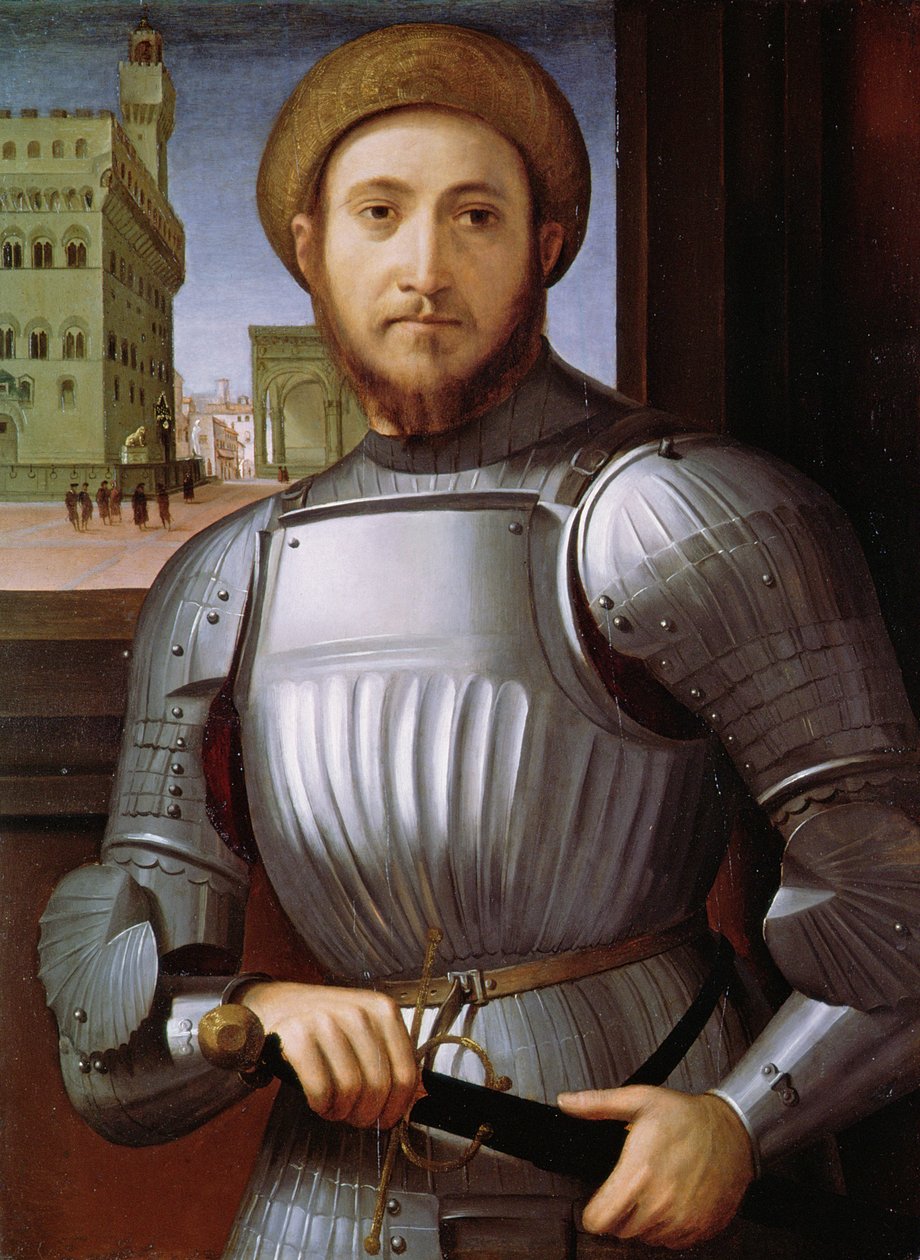 Retrato de un hombre en armadura de Piero di Cosimo