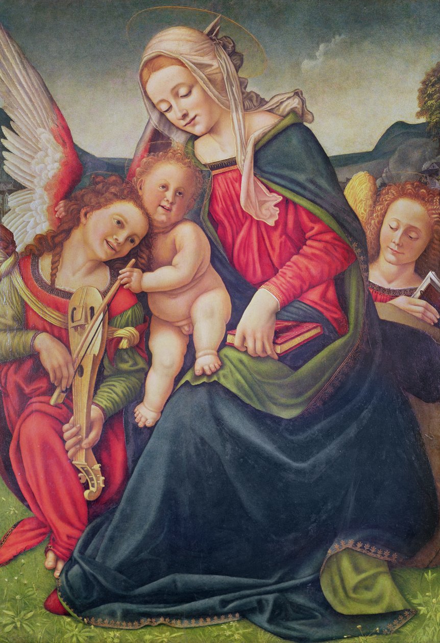 Virgen y Niño y ángeles músicos de Piero di Cosimo