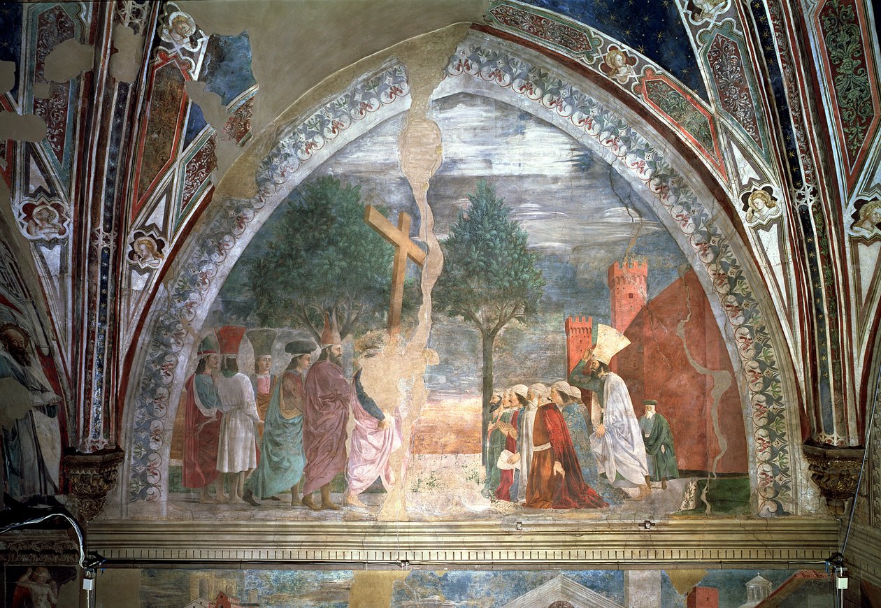 Exaltación de la Cruz: Heraclio Entra en Jerusalén con la Cruz, del Ciclo de la Verdadera Cruz, completado en 1464 de Piero della Francesca