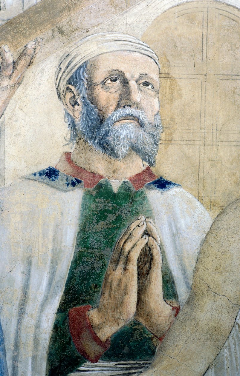 (Detalle) de La Leyenda de la Vera Cruz mostrando el descubrimiento y la verificación de la Vera Cruz, por Piero della Francesca de Piero della Francesca