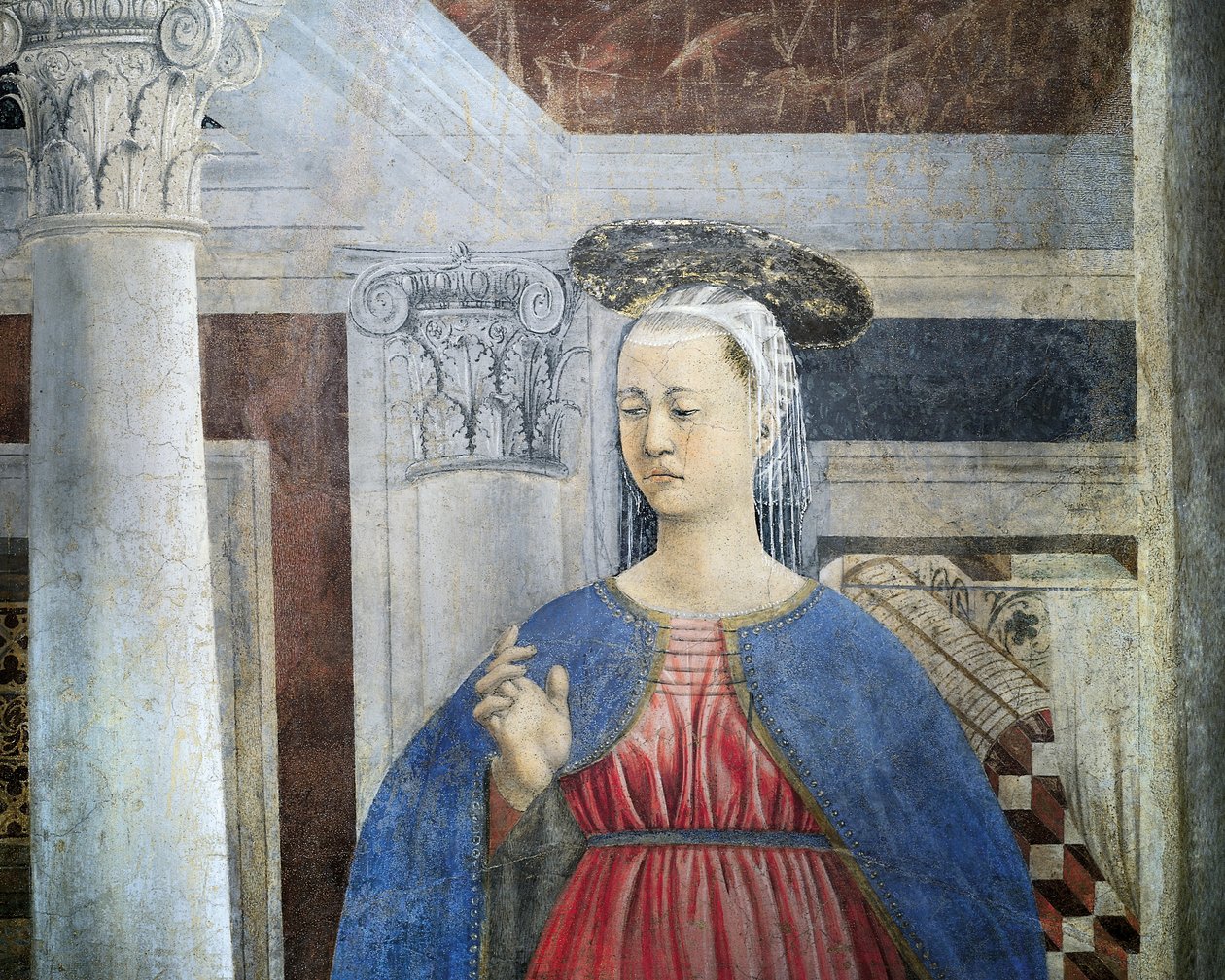 Leyenda de la Vera Cruz: Anunciación (detalle) de Piero della Francesca