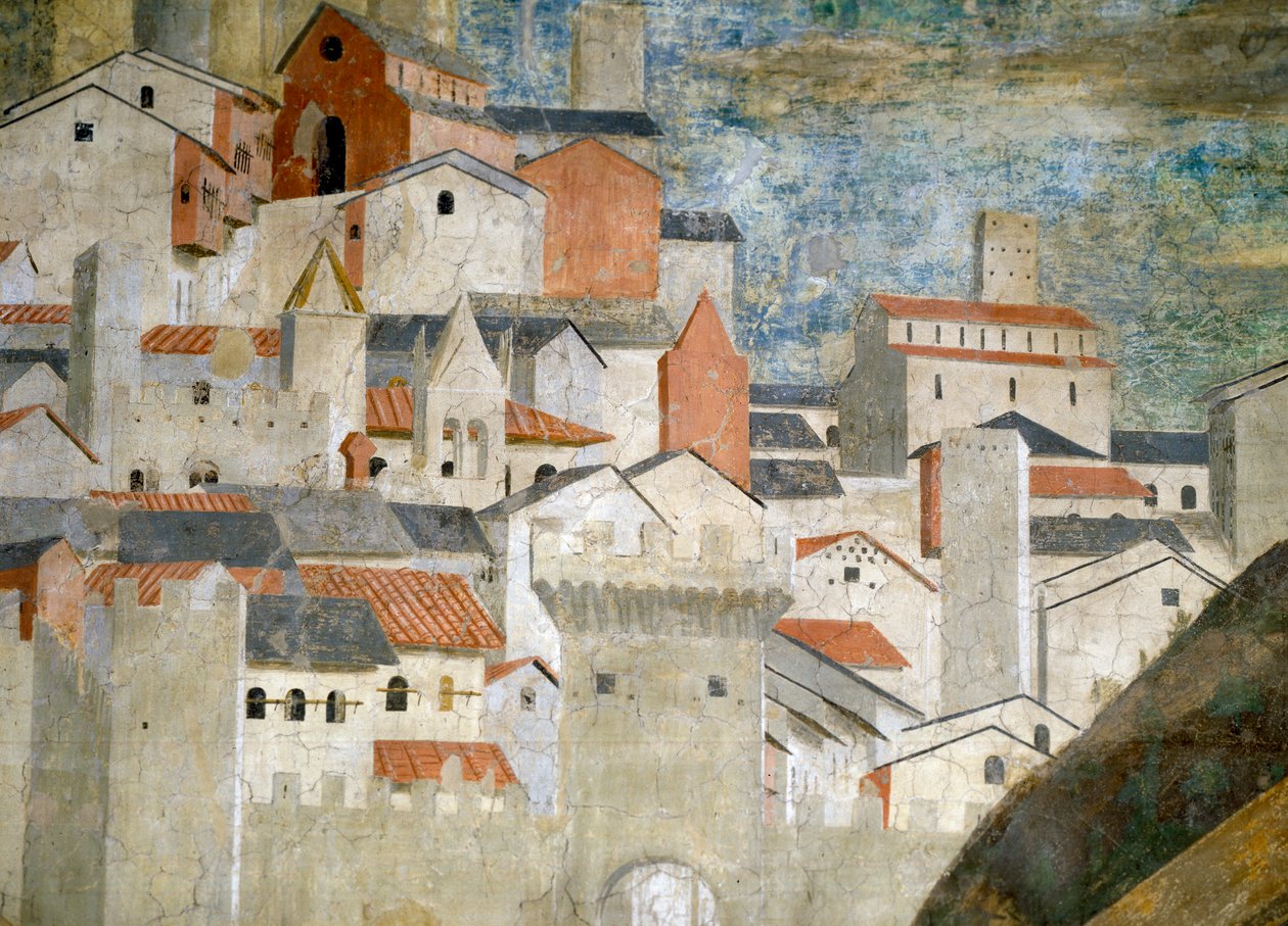 La Reina de Saba Adorando el Puente Hecho de la Madera de la Vera Cruz, Jerusalén (detalle) de Piero della Francesca