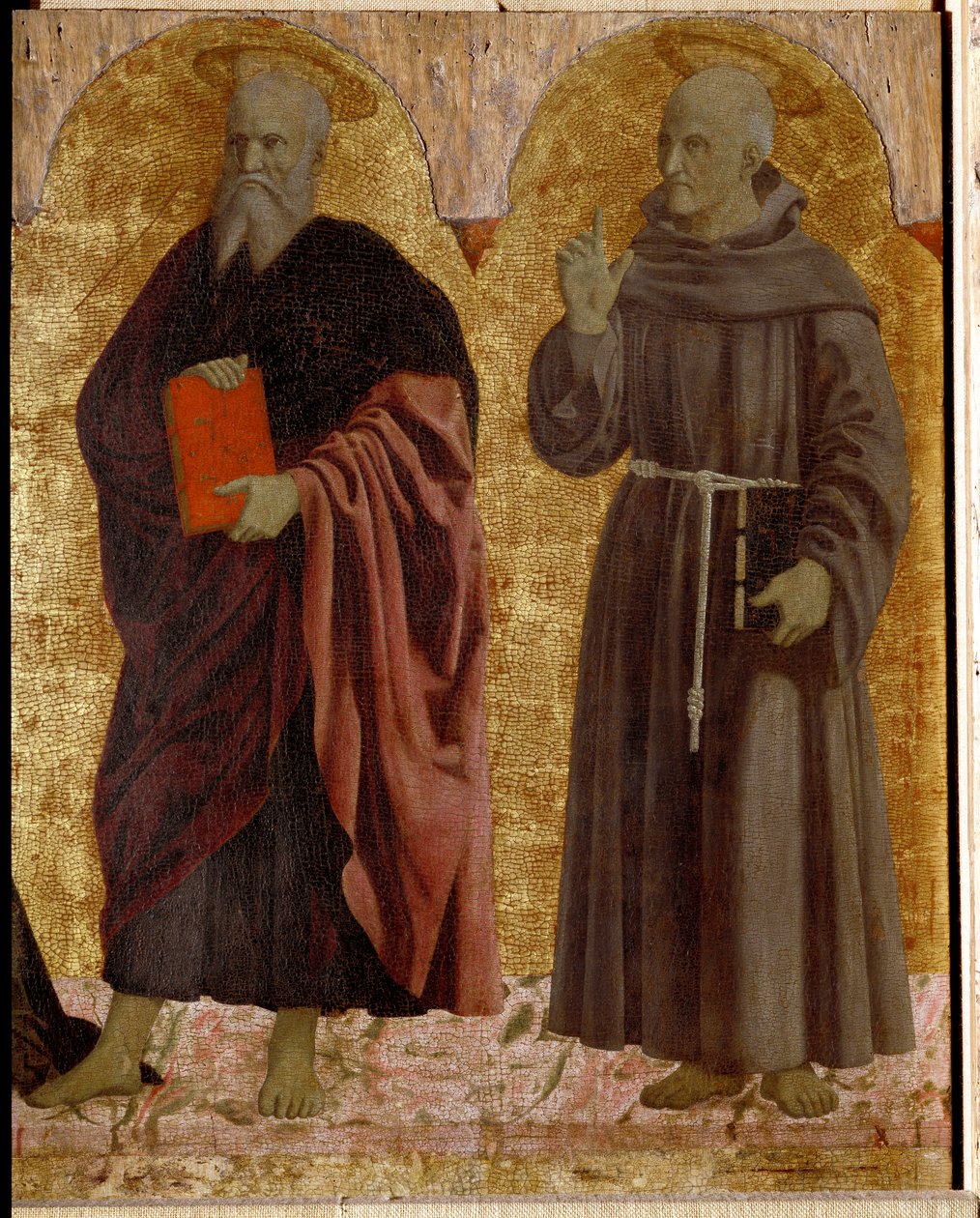 Políptico de la Misericordia: la Virgen de la Misericordia, rodeada de santos (detalle) de Piero della Francesca