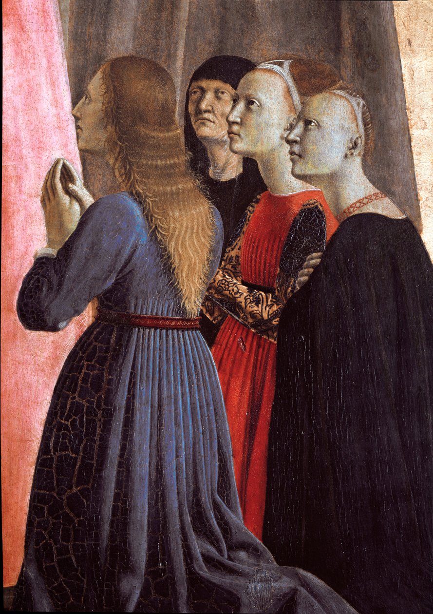 Políptico de la Misericordia: Virgen de la misericordia, rodeada de santos (detalle) de Piero della Francesca