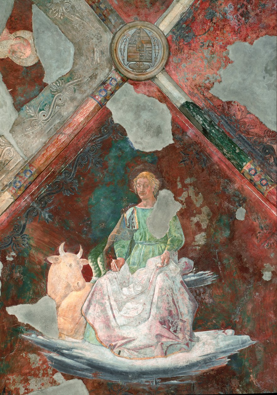 San Lucas. Detalle de un fresco atribuido a Piero della Francesca (1410/1420-1492). Capilla San Michele. Basílica de Santa Maria Maggiore, Roma. de Piero della Francesca