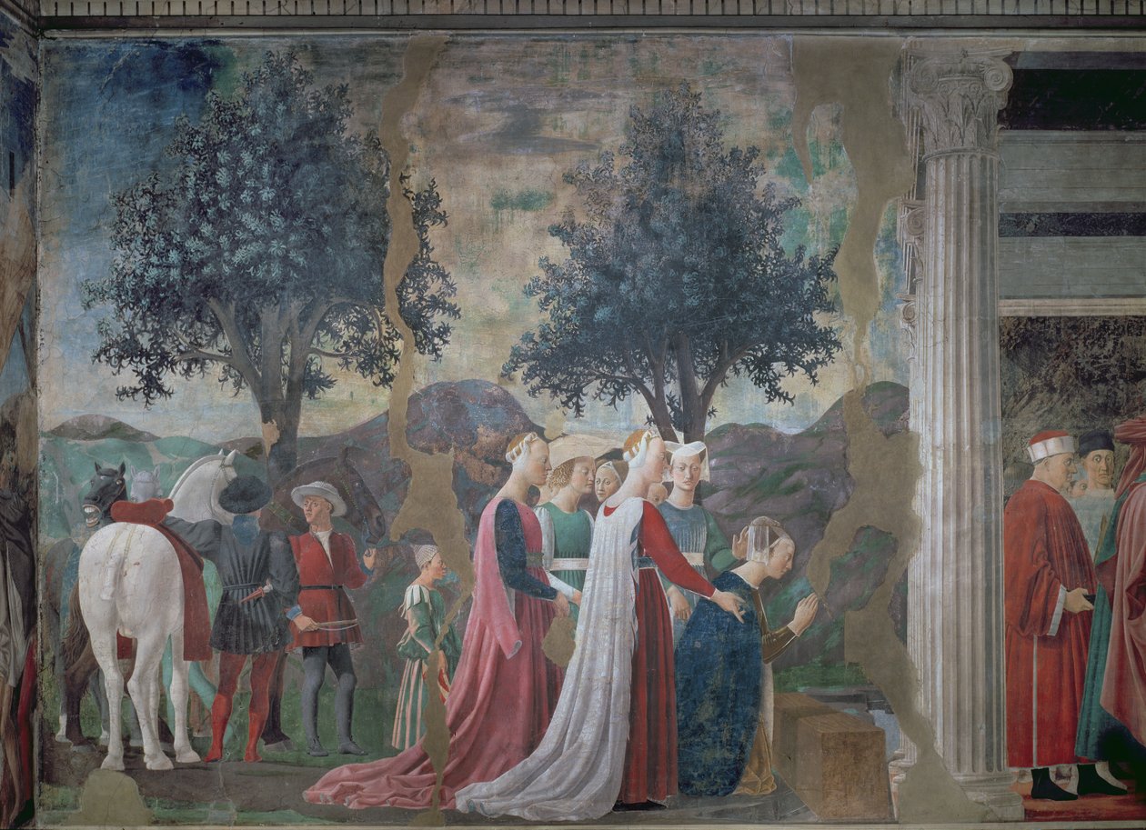 El descubrimiento de la madera de la Verdadera Cruz, del ciclo de la Leyenda de la Verdadera Cruz, completado en 1464 (detalle) de Piero della Francesca