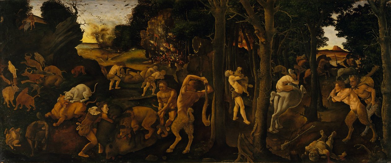 Una escena de caza, c.1494-1500 (témpera y óleo transferidos a masonita) de Piero di Cosimo