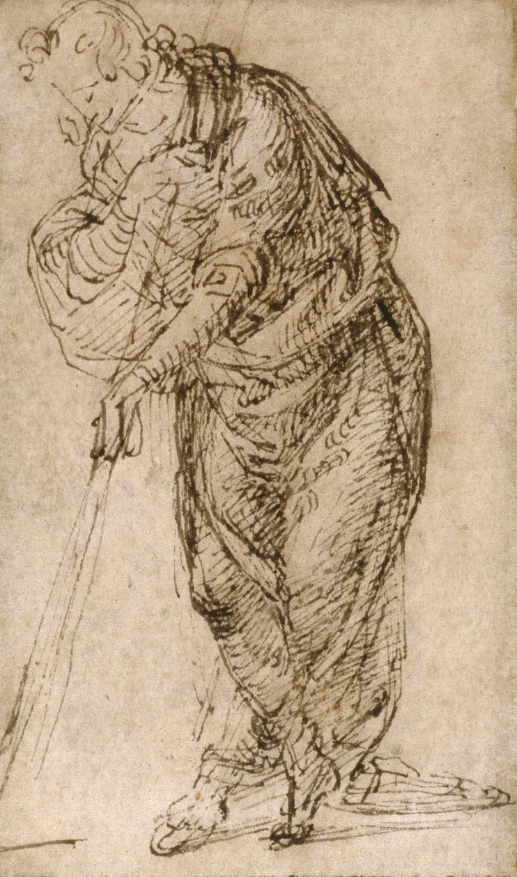 Figura de pie apoyada en un bastón, c.1510 de Piero di Cosimo