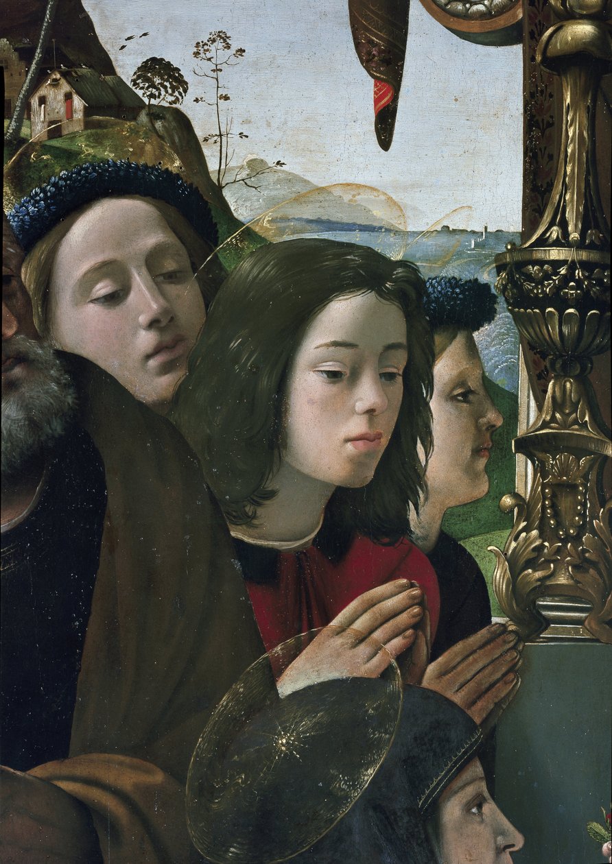 Virgen y Niño en el trono rodeados de santos (detalle) de Piero di Cosimo